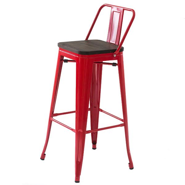 Барный стул Tolix Bar Stool 75 Backed Wood Red designed by Xavier Pauchard in 1934
