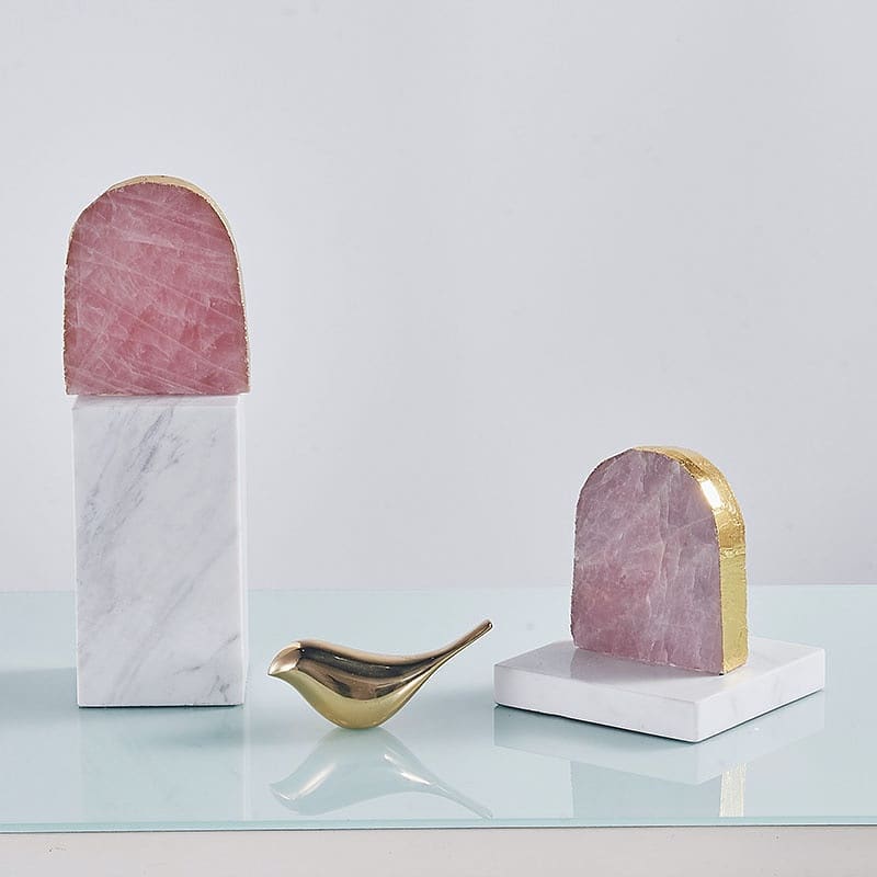 Статуэтка Ломтики розового кварца на подставке