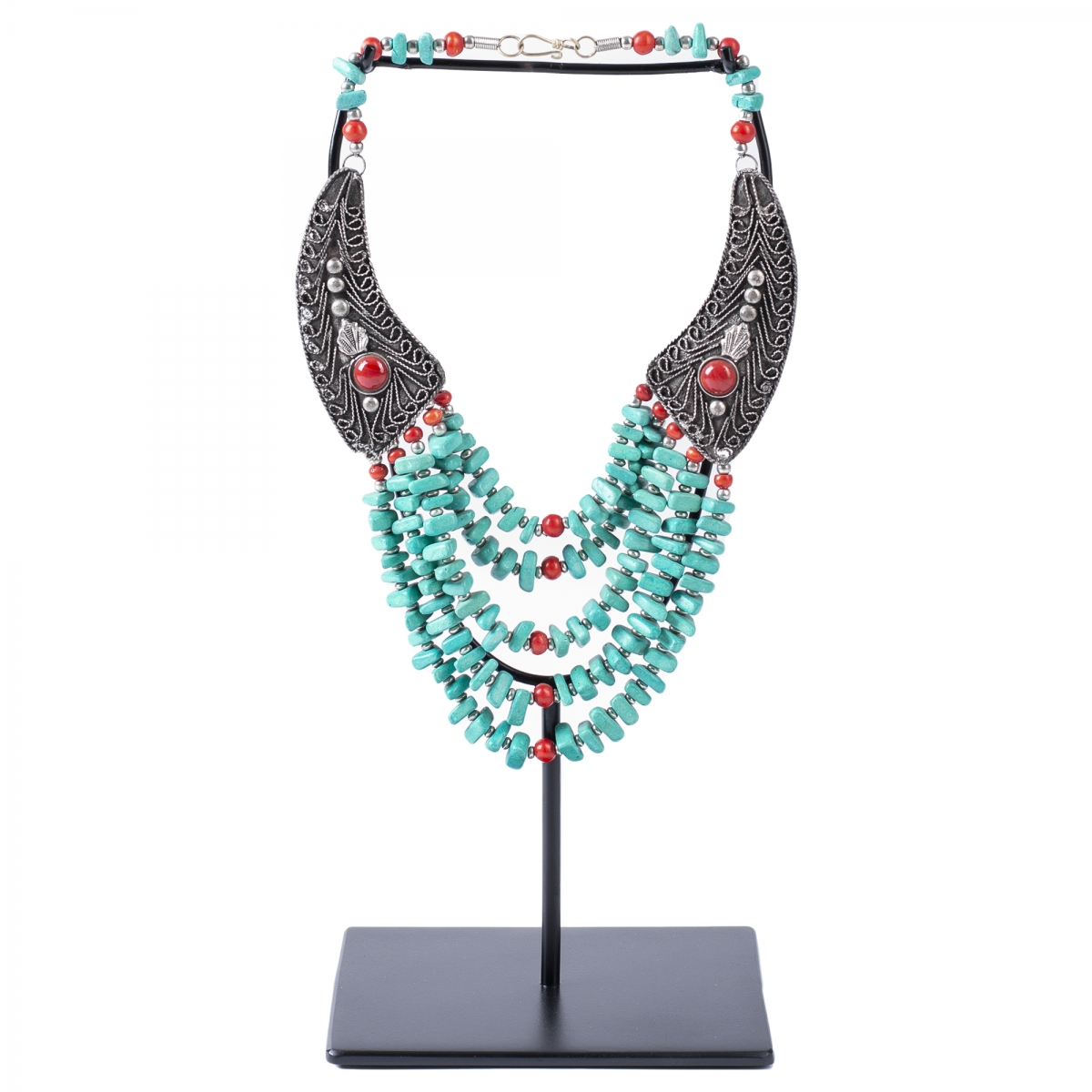 Этническое ожерелье на подставке Turquoise Battlements