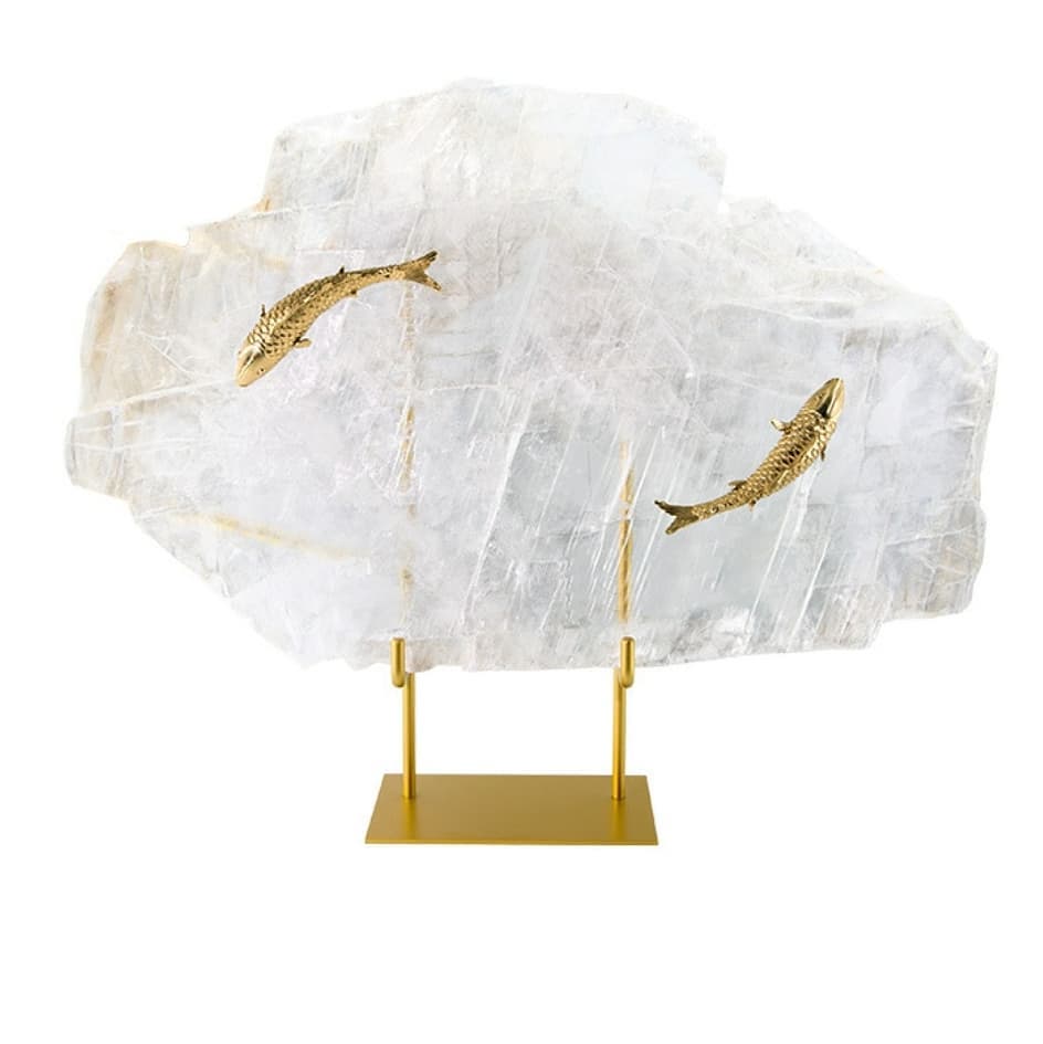 Статуэтка Золотые рыбки на кварце на подставке M