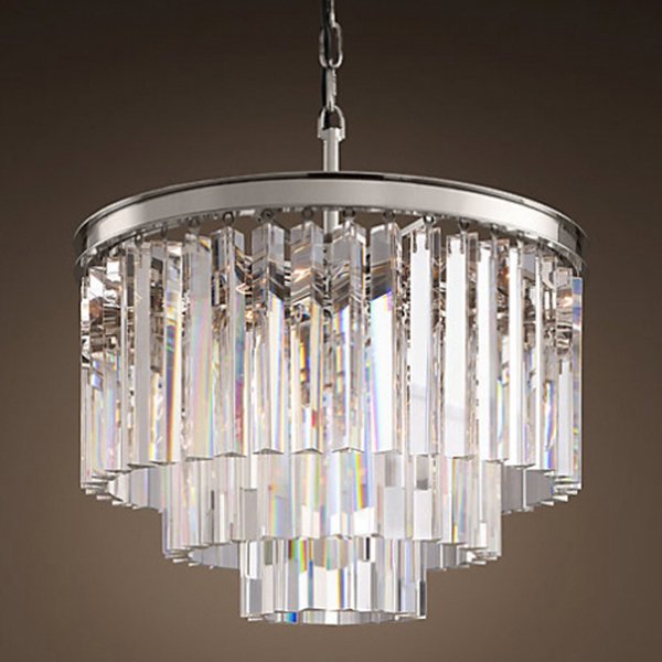 Люстра RH 1920S ODEON CLEAR GLASS FRINGE 3-TIER CHANDELIER nickel