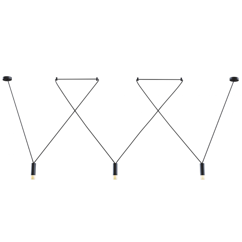 Wireflow LED Black Suspension lam 3 патрона designed by Jordi Vilardell