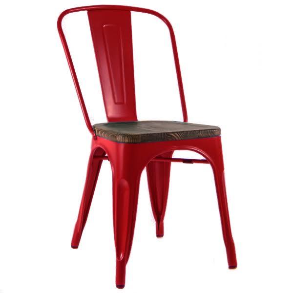 Кухонный стул Tolix Chair Wood Red Красный designed by Xavier Pauchard in 1934