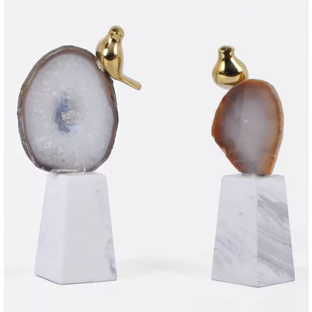 Статуэтка Птичка на жеоде агата на подставке - держатели для книг