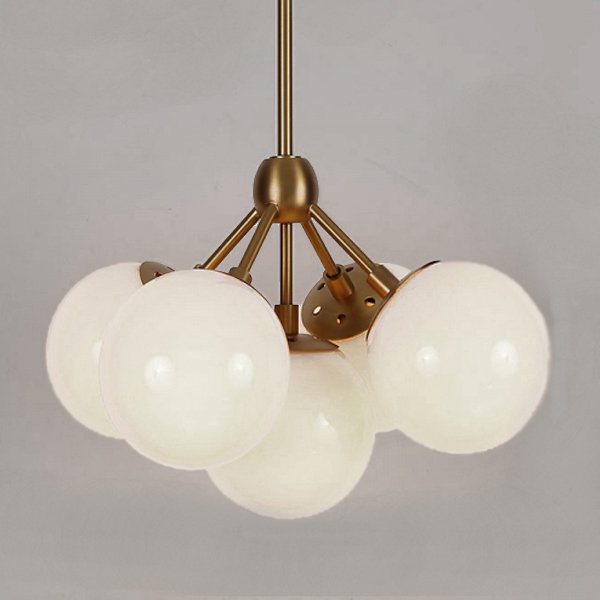 Люстра Modo 5 Brass color & white glass designed by Jason Miller