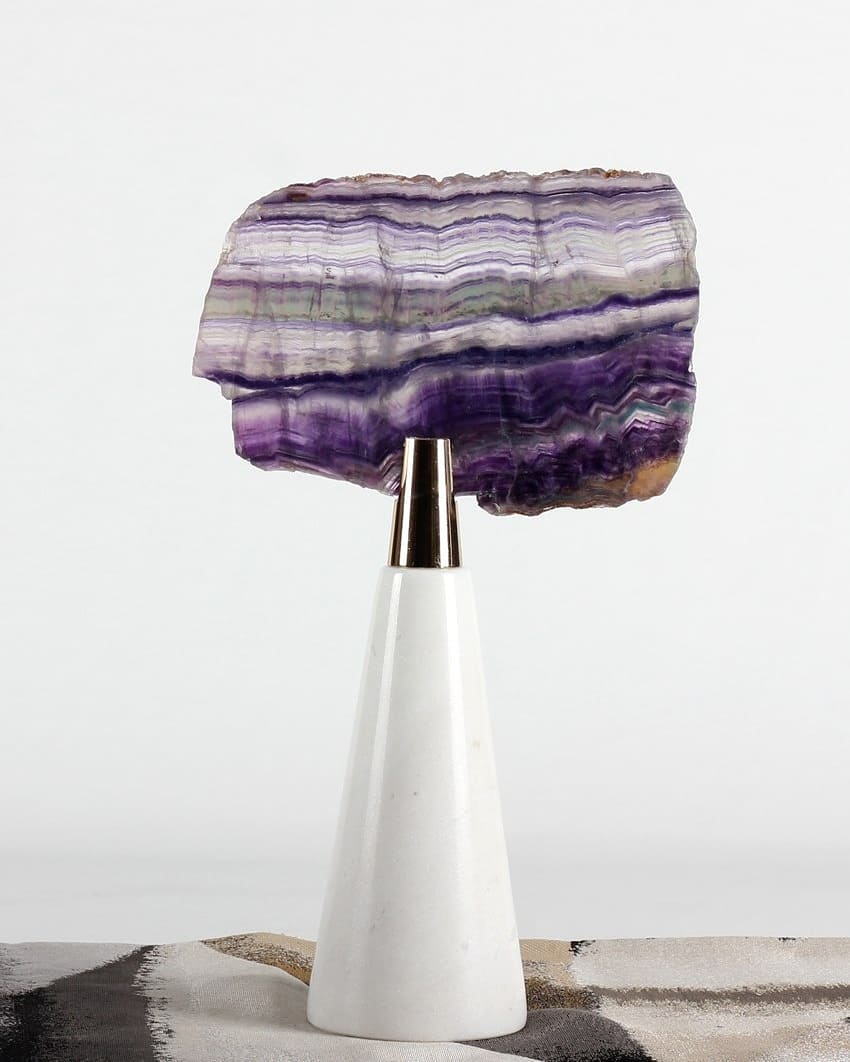 Статуэтка Срезы флюорита на конусной мраморной подставке