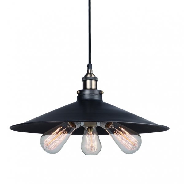 Подвесной светильник 20th C. Factory Filament Metal Triple Pendant Black