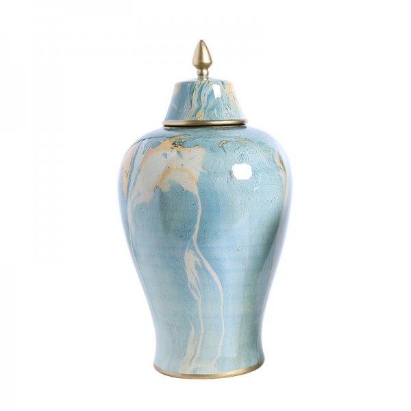 Китайская чайная ваза с крышкой Marine Marble Big