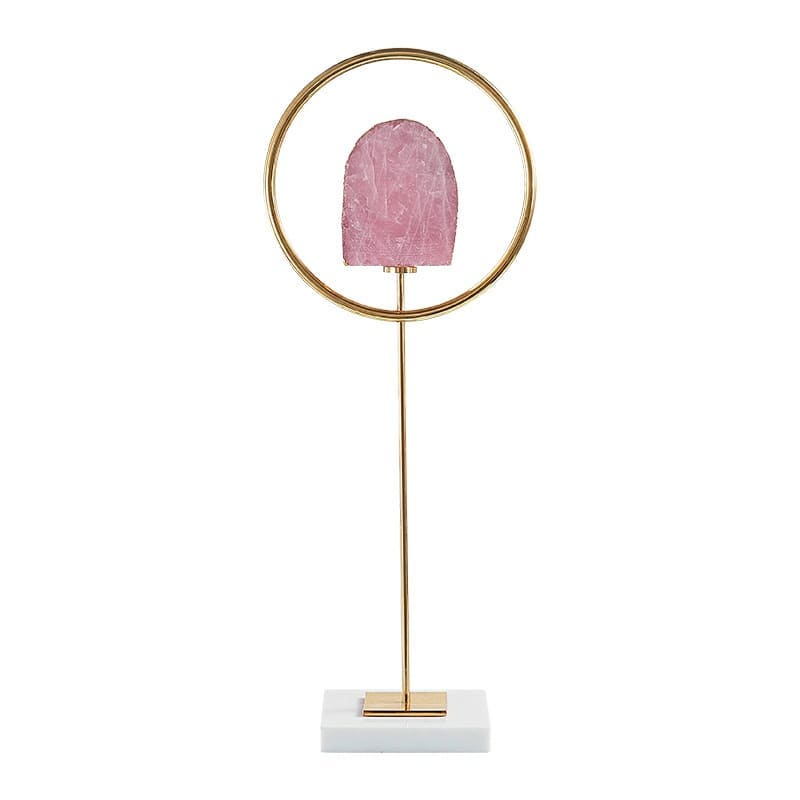 Статуэтка Розовый кварц в обрамлении на подставке из мрамора S