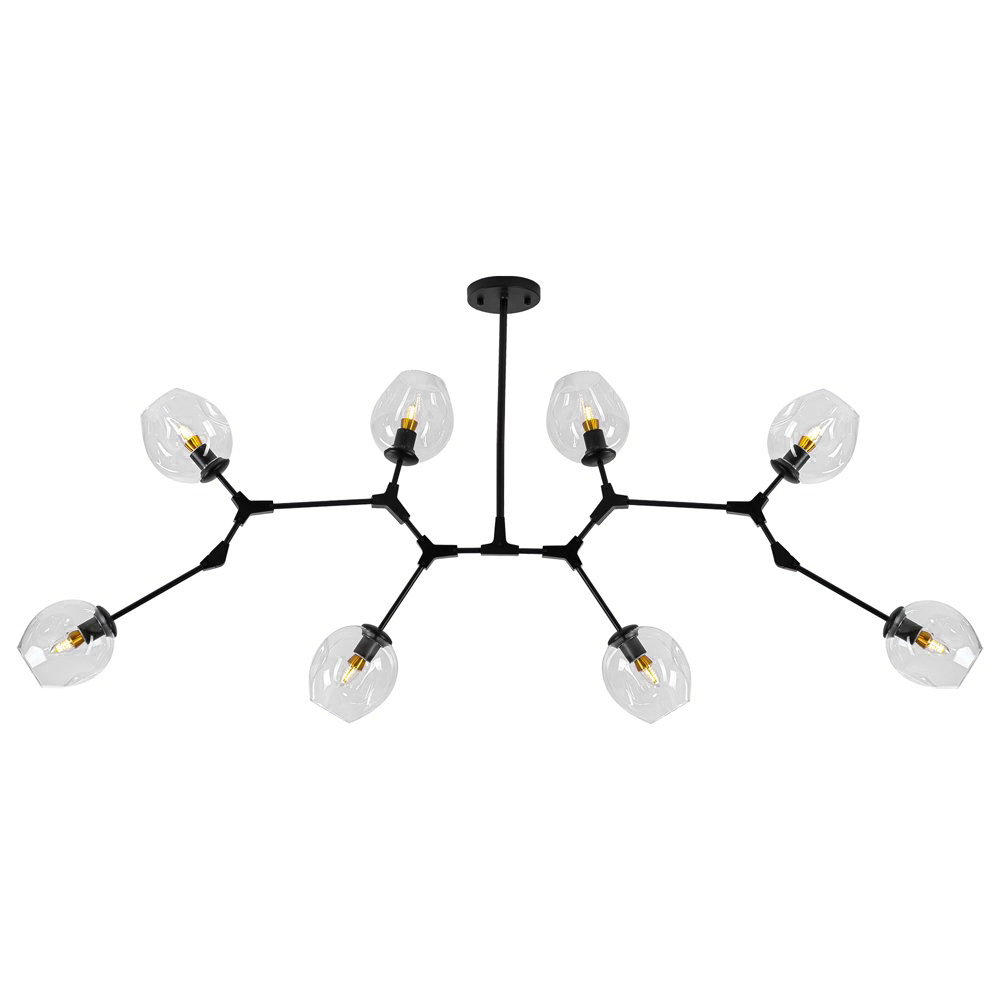 Люстра Сrumpled Glass Bubble Chandelier Black 8 плафонов