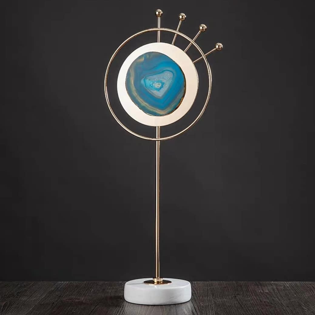 Статуэтка Срезов агата в космическом обрамлении на подставке из мрамора S