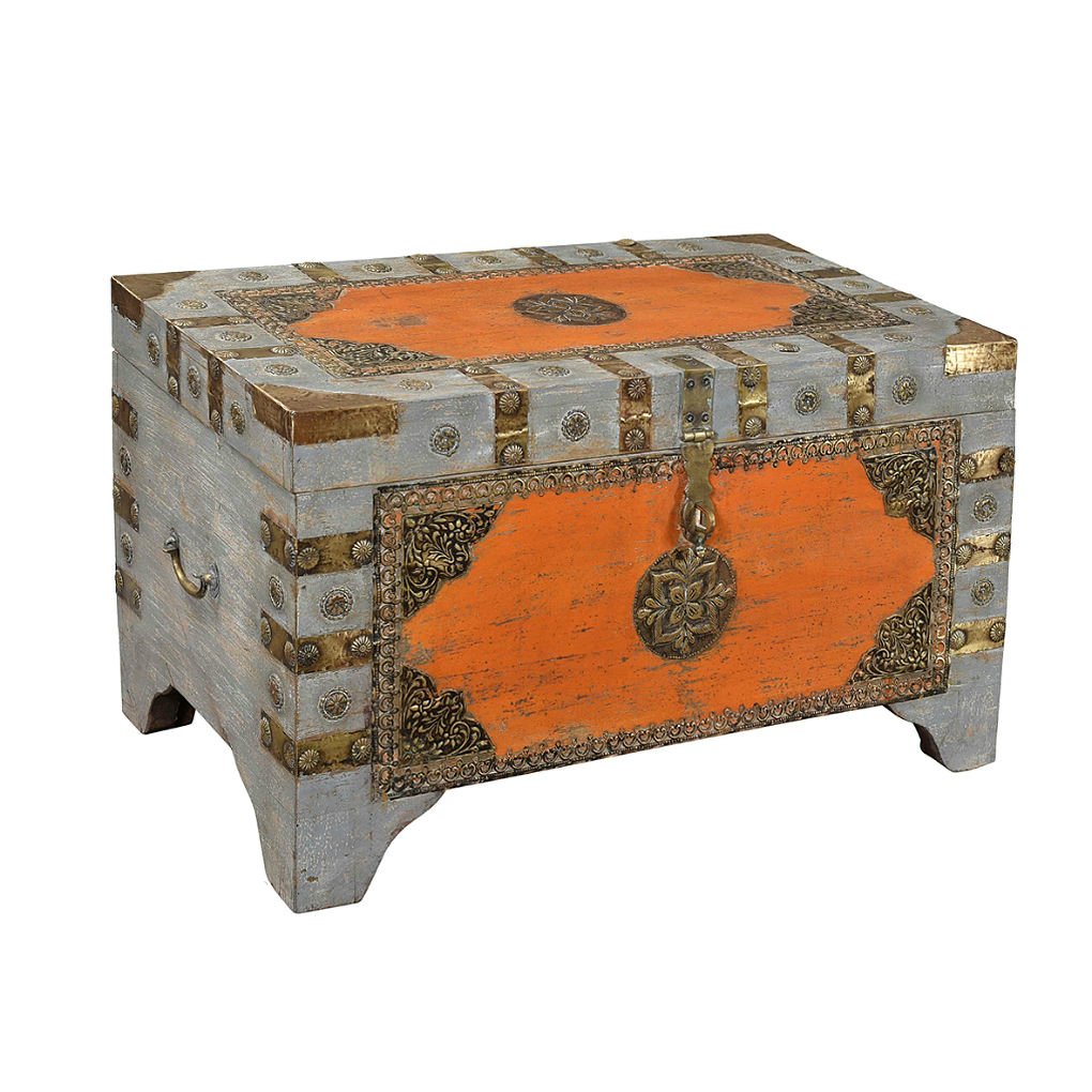 Сундук из массива манго Brass Orange