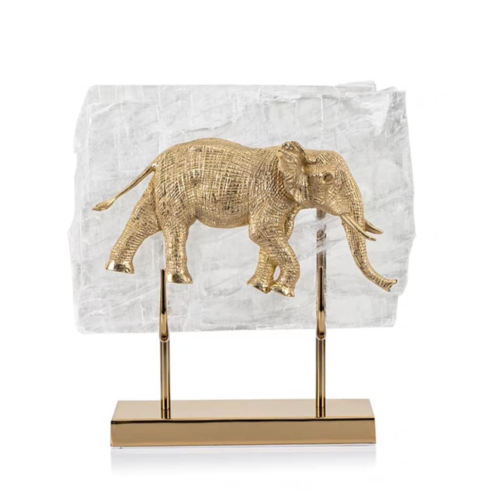 Статуэтка Слон на кварце подставка латунь