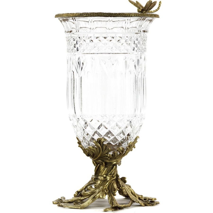 Ваза Transparent Vase with Bronze Dragonfly on Edge