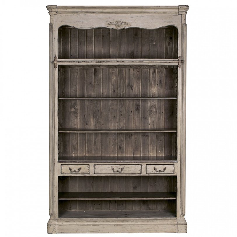 Стеллаж BIBLIOTHEQUE MODULABLE 3 TIROIRS EN PIN GRIS ARGENTE CHATEAU DSS1HP