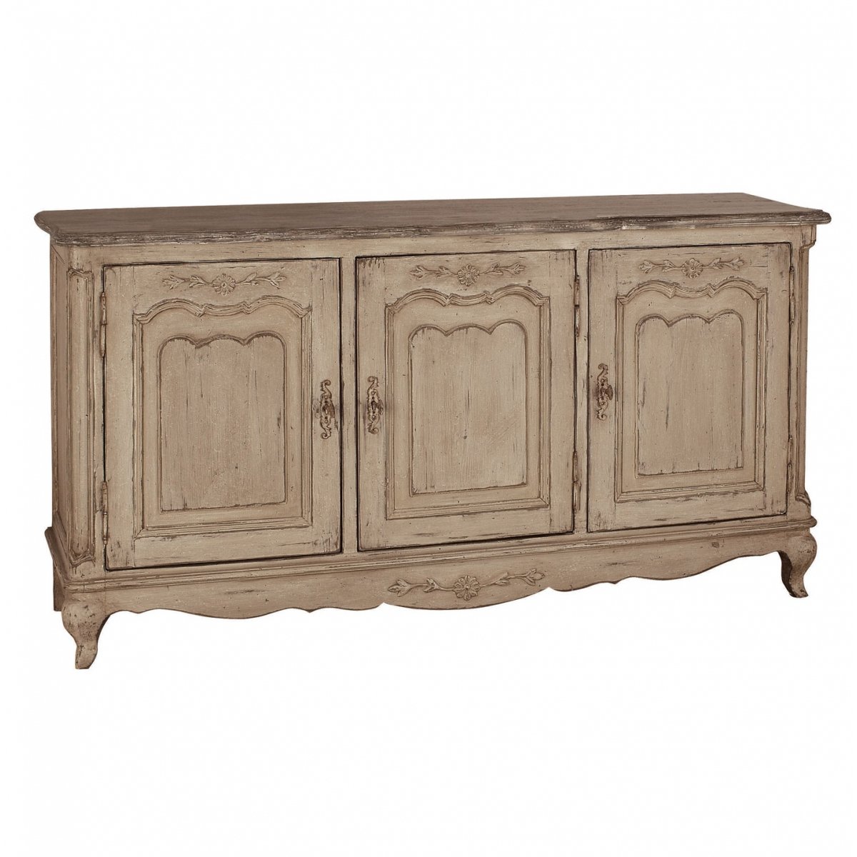 BUFFET BAS GRIS 3 PORTES EN PIN MASSIF CHATEAU DQB1HP