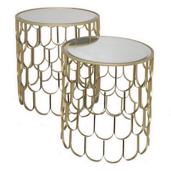 Набор из 2-х дизайнерских столов c зеркальной поверхностью Fish Scales