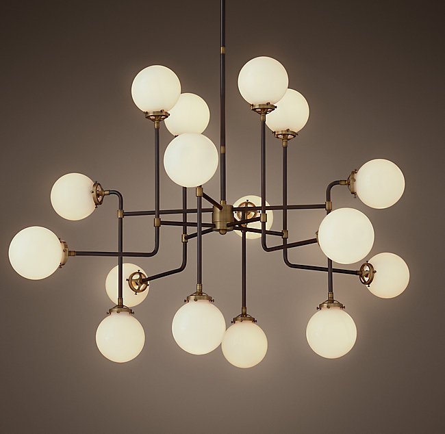 Люстра Bistro Globe Clear Glass Chandelier 16 Milk