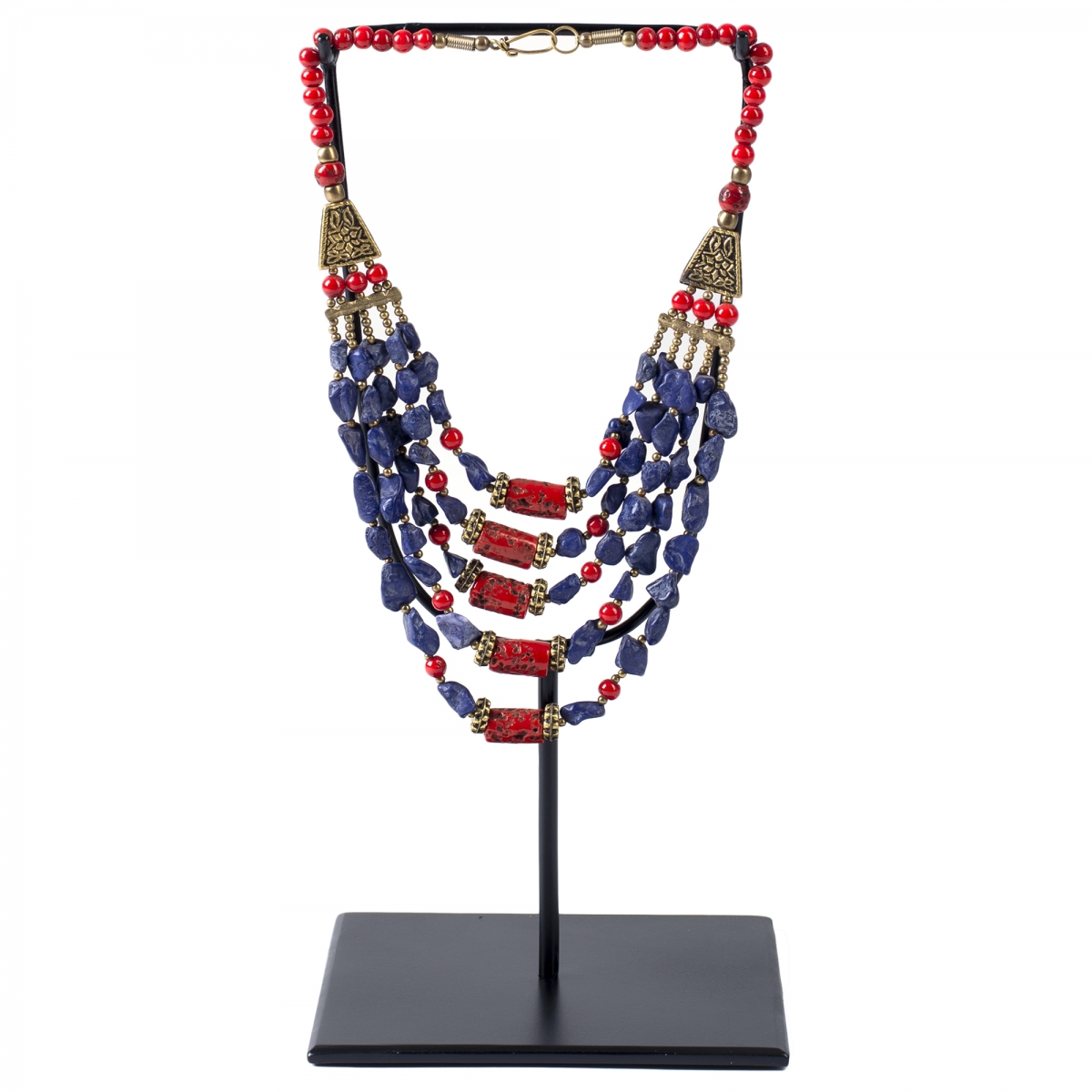 Этническое ожерелье на подставке Red & Violet