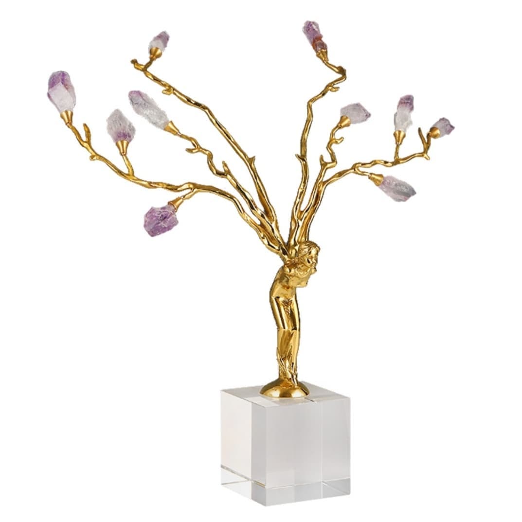 Статуэтка Человек-дерево с аметистами на подставке