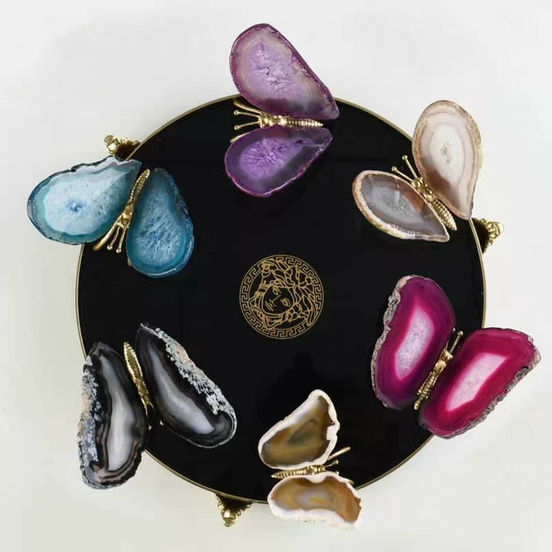 Статуэтка Бабочка c крылышками из срезов агата S