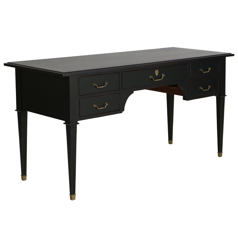 BUREAU NOIR 5 TIROIRS EN ACACIA MASSIF CENACLE A27