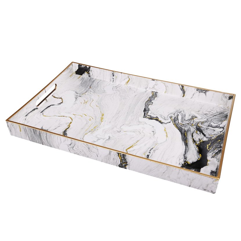 Поднос Gold Stripes White Marble