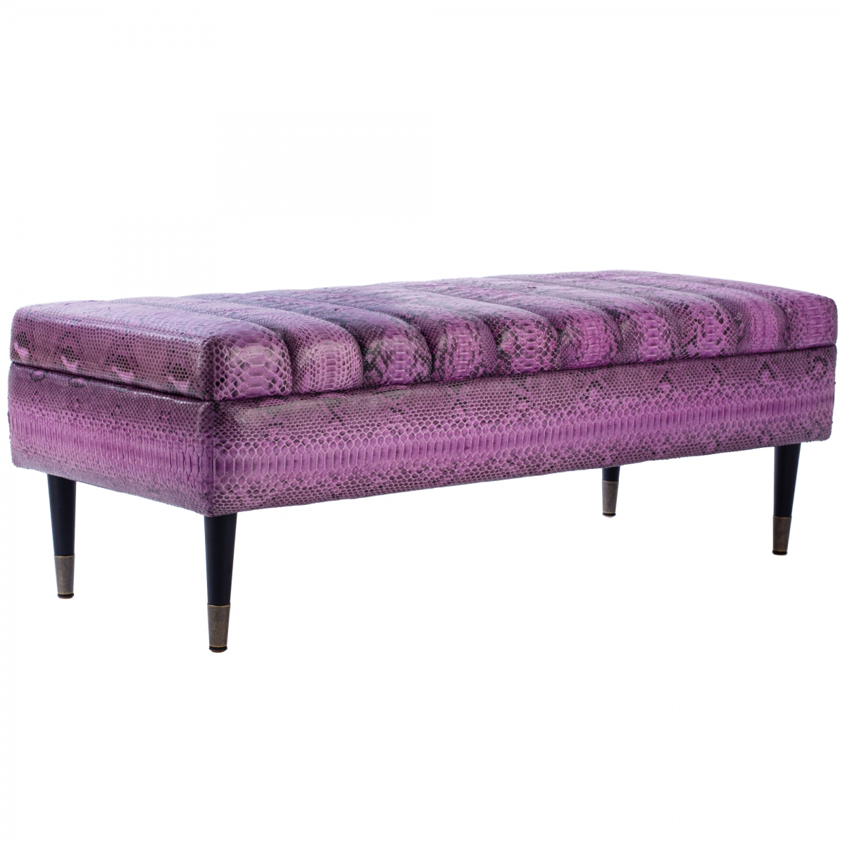 Пуф из натуральной кожи питона розовый цвет