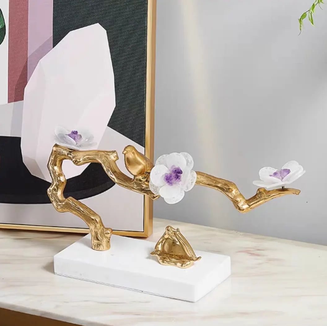 Статуэтка Птица на веточке с аметистом