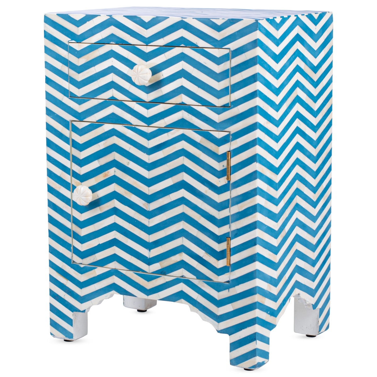 Тумба Chevron Bone Inlay Bedside Cabinet in Chevron Pattern 1 DRAWER