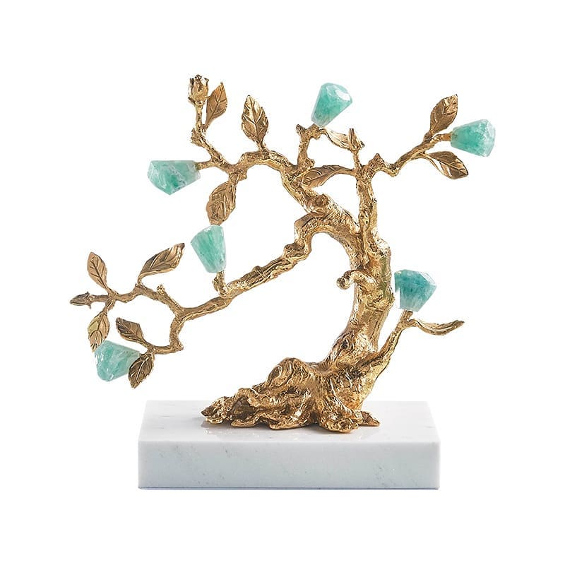 Статуэтка Денежное дерево из флюорита на подставке из мрамора M