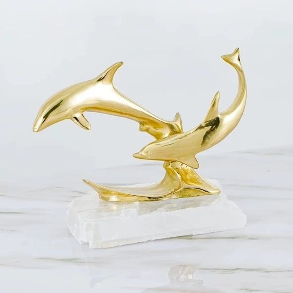 Статуэтка Дельфины на подставке из кварца