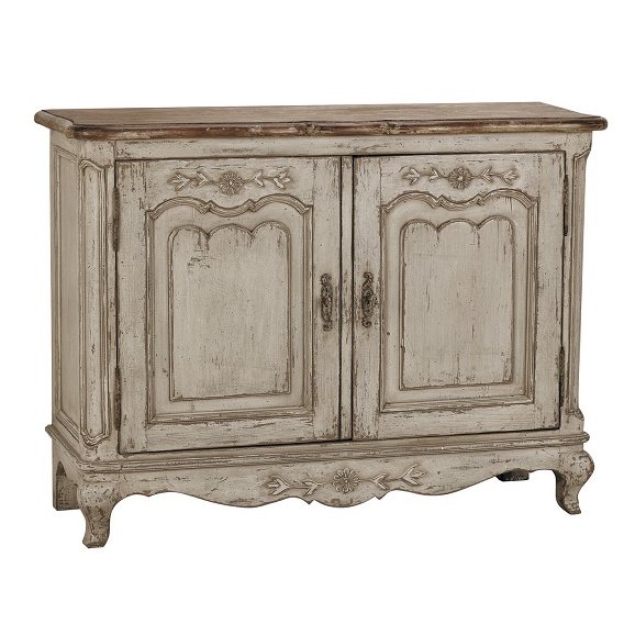 Комод BUFFET BAS GRIS 2 PORTES EN PIN MASSIF CHATEAU DPC1HP