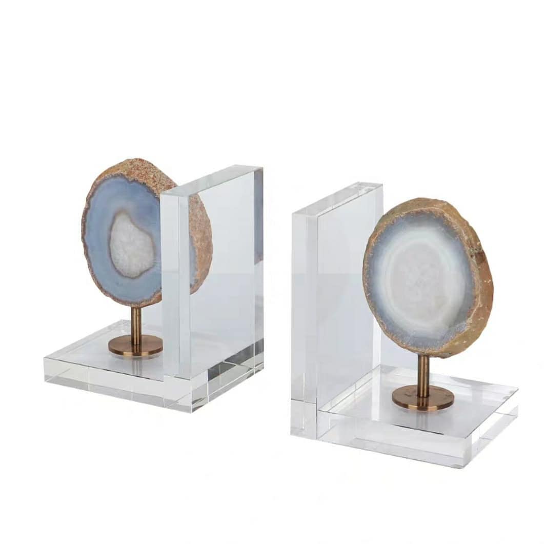Статуэтка Держатели для книг из срезов агата, латуни и хрусталя