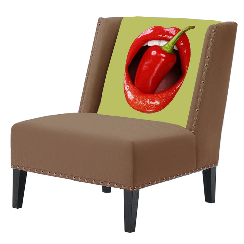 FUN Armchair "Chili Pepper" Beige Дизайнерское кресло с цветным принтом