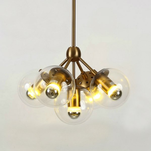 Люстра Modo 5 Brass color & clear glass designed by Jason Miller
