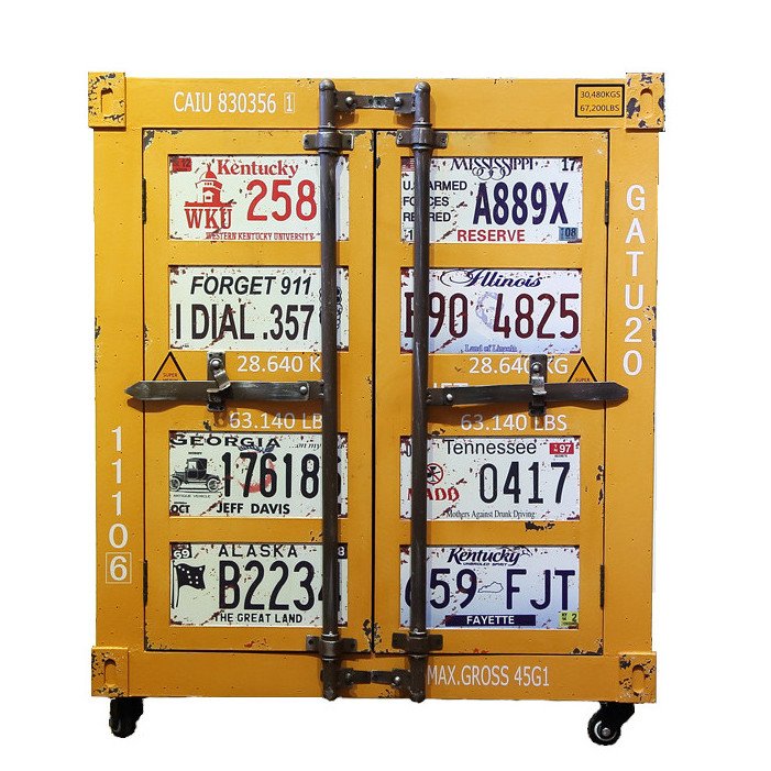 Желтая тумбочка контейнер Yellow nightstand vintage