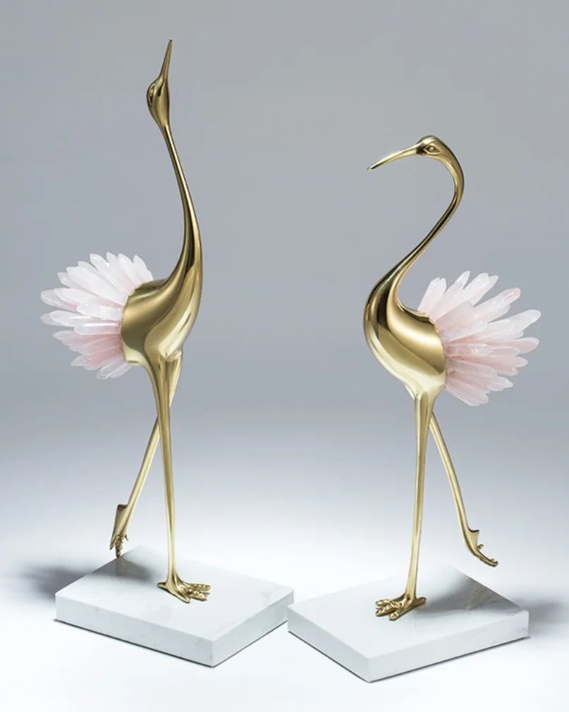 Статуэтка Цапля с кварцом на подставке