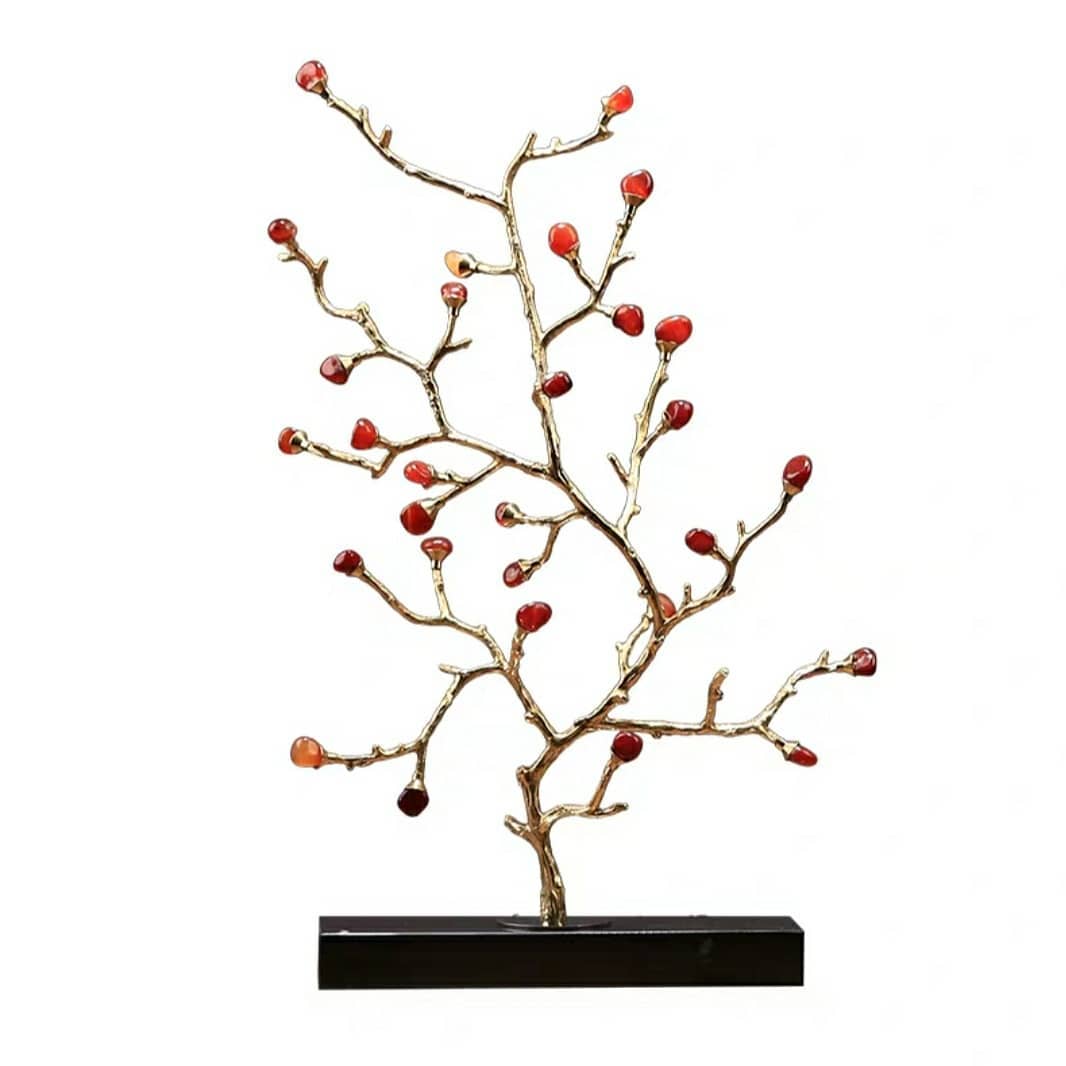 Статуэтка Денежное деревце с кристаллами агата на мраморной подставке