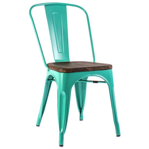 Кухонный стул Tolix Chair Wood Бирюзовый designed by Xavier Pauchard in 1934