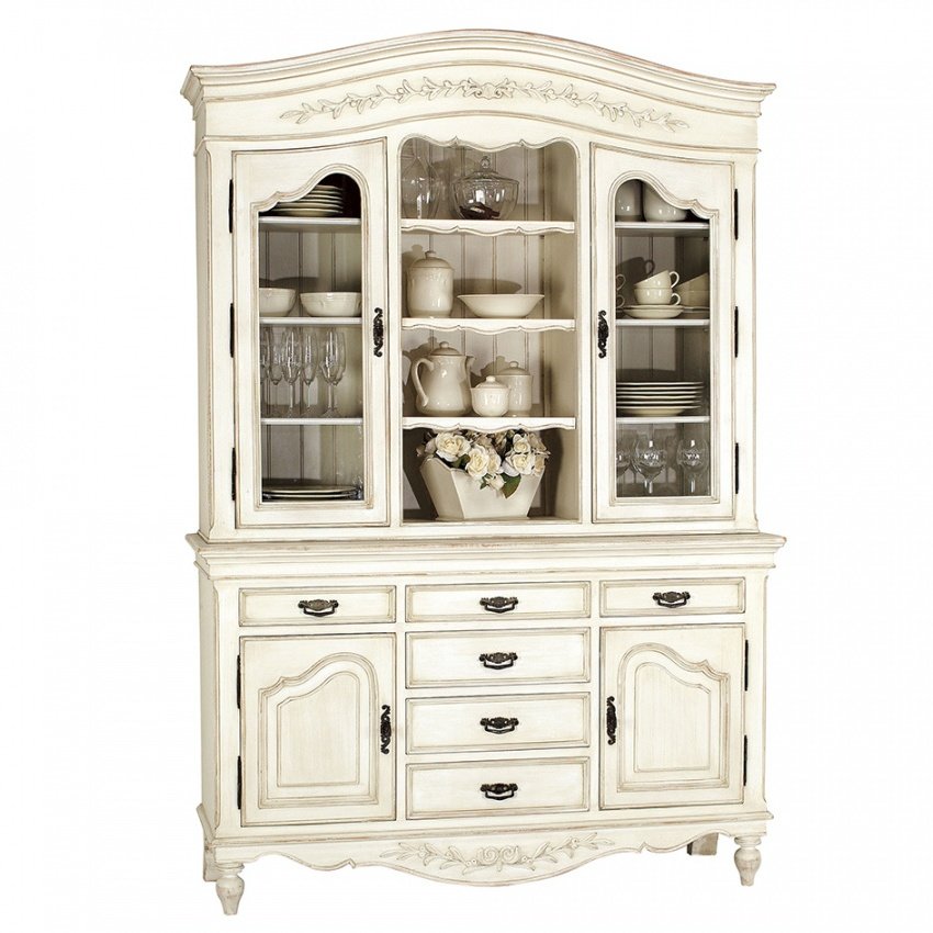 Большой Буфет BUFFET VAISSELIER BLANC 2 PORTES EN BOIS ROMANCE PPZB