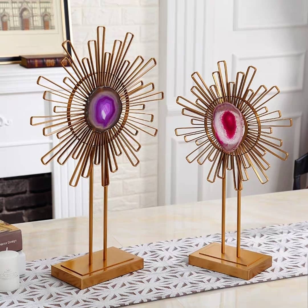 Статуэтка Солнышко с ярким агатом на подставке