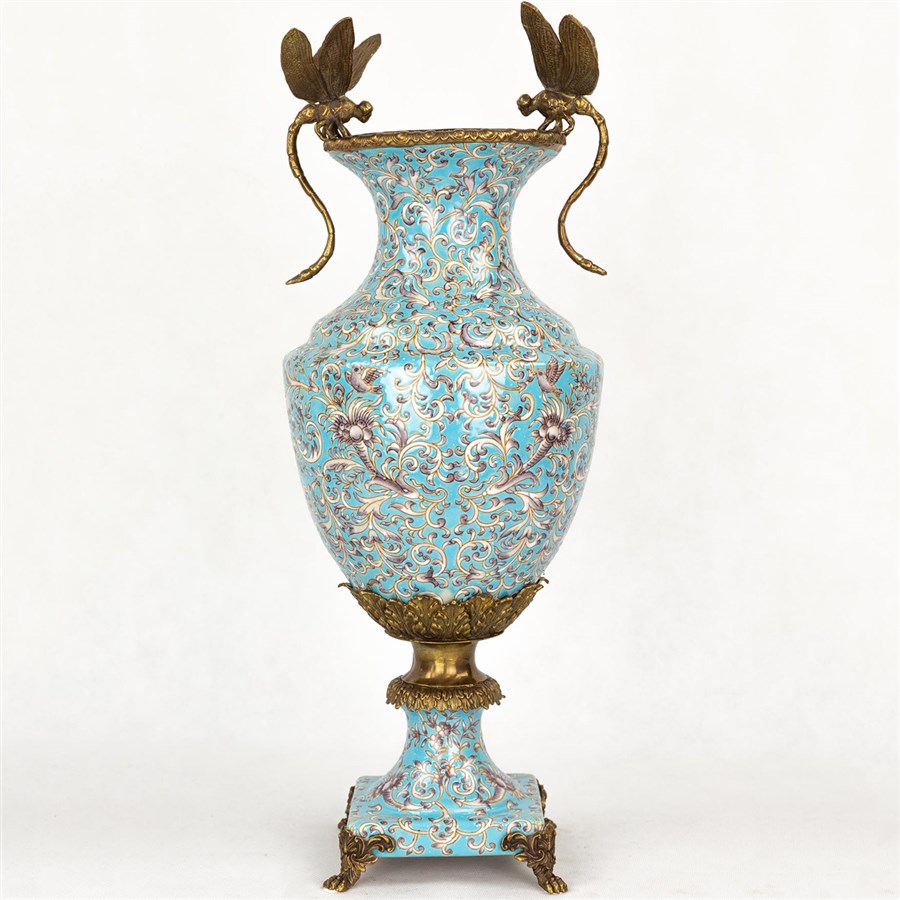 Фарфоровая ваза Blue Abstraction & Dragonflies