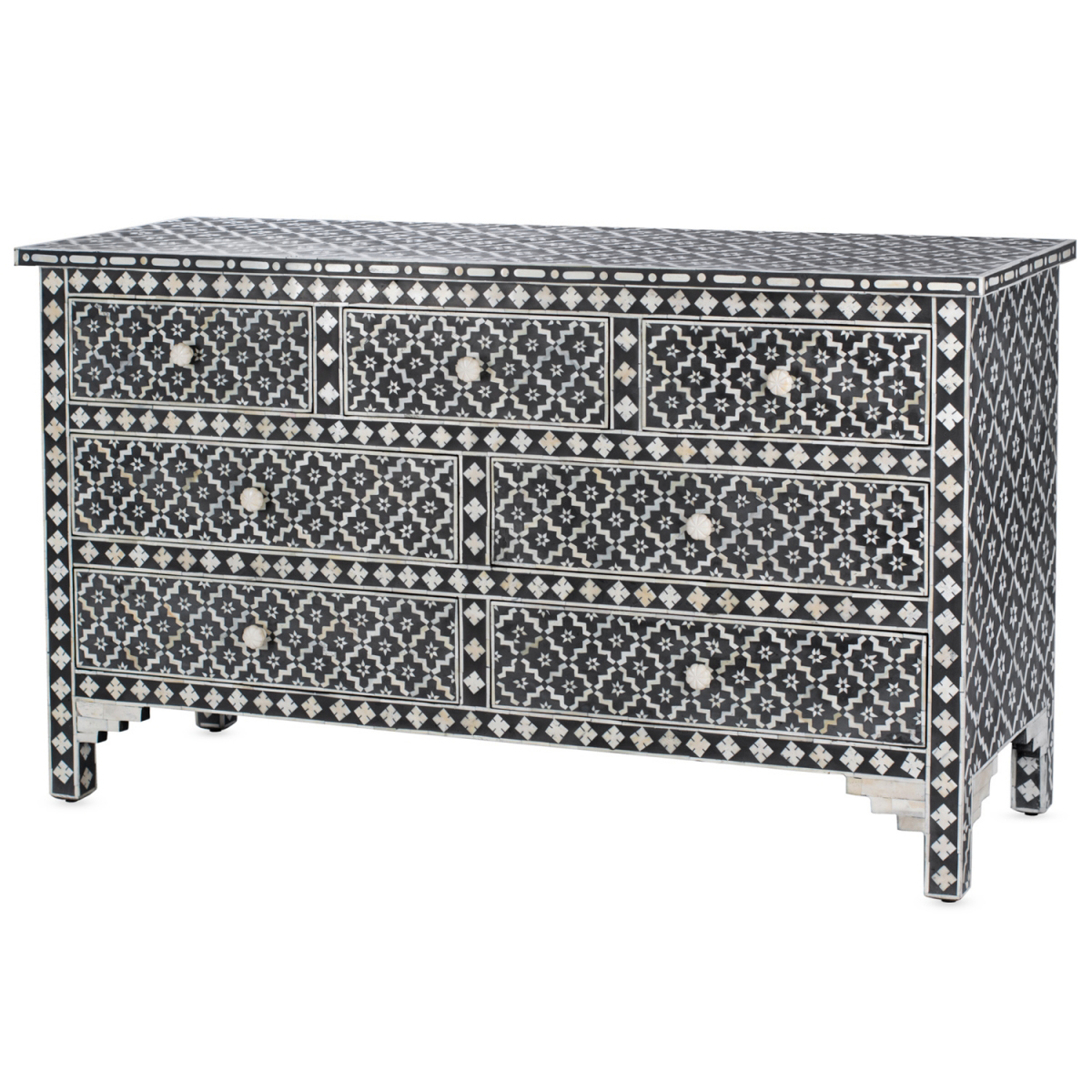 Комод черный отделка кость Bone Inlay 7 drawer chest - Wallpaper