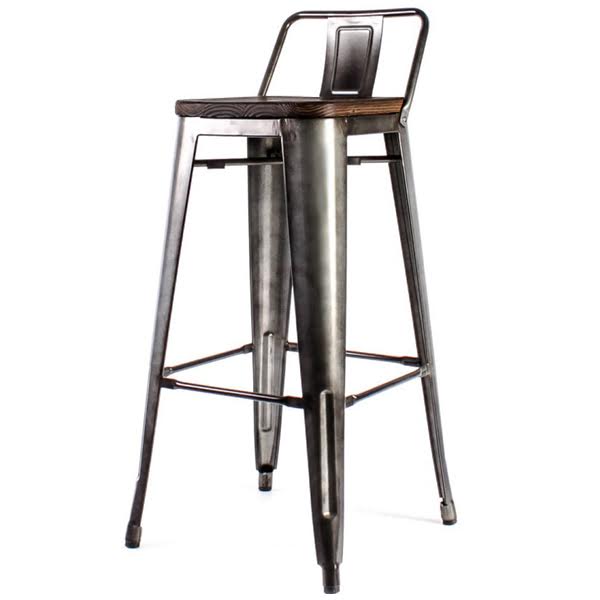 Барный стул Tolix Bar Stool 75 Backed Wood Silver designed by Xavier Pauchard in 1934