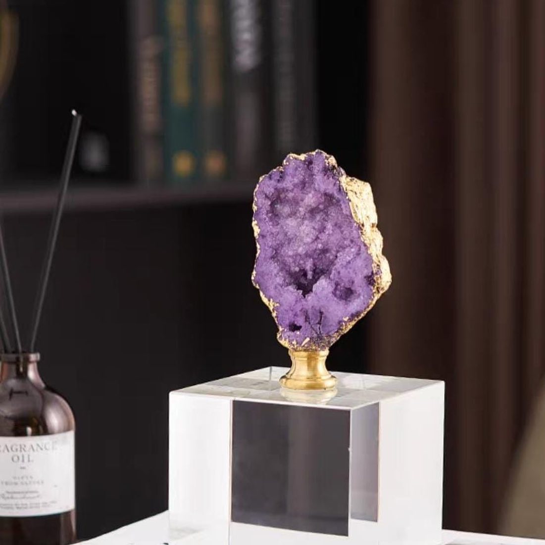 Статуэтка Жеода аметиста в позолоте