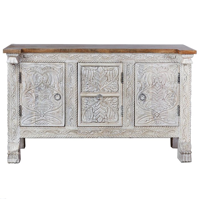 Буфет c резьбой из массива манго Grey Mango