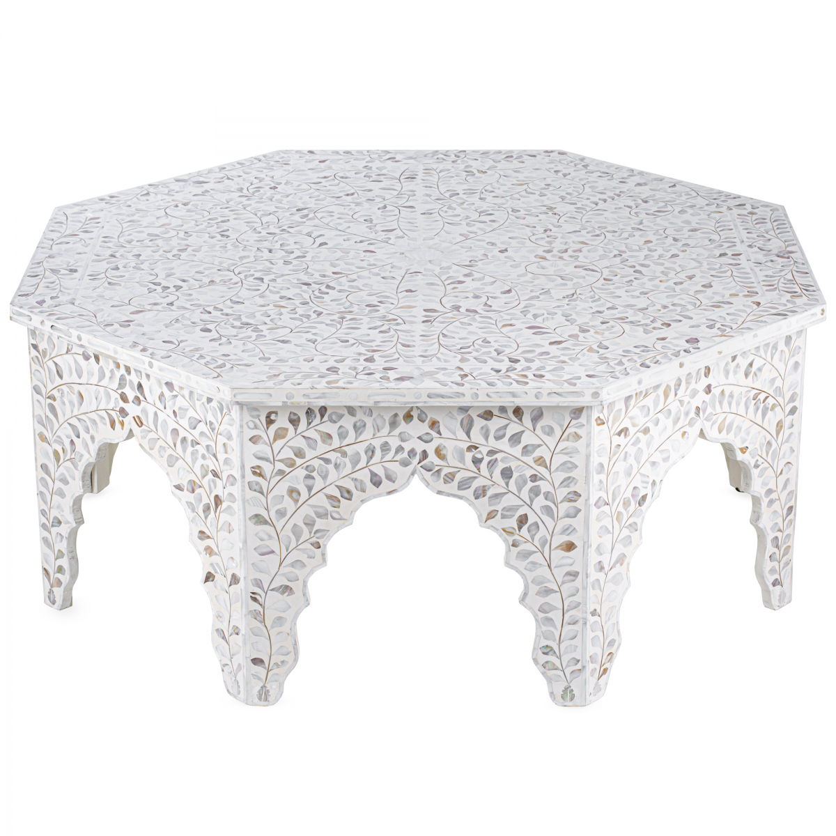 Стол кофейный отделка перламутр White Mother of Pearl Moroccan