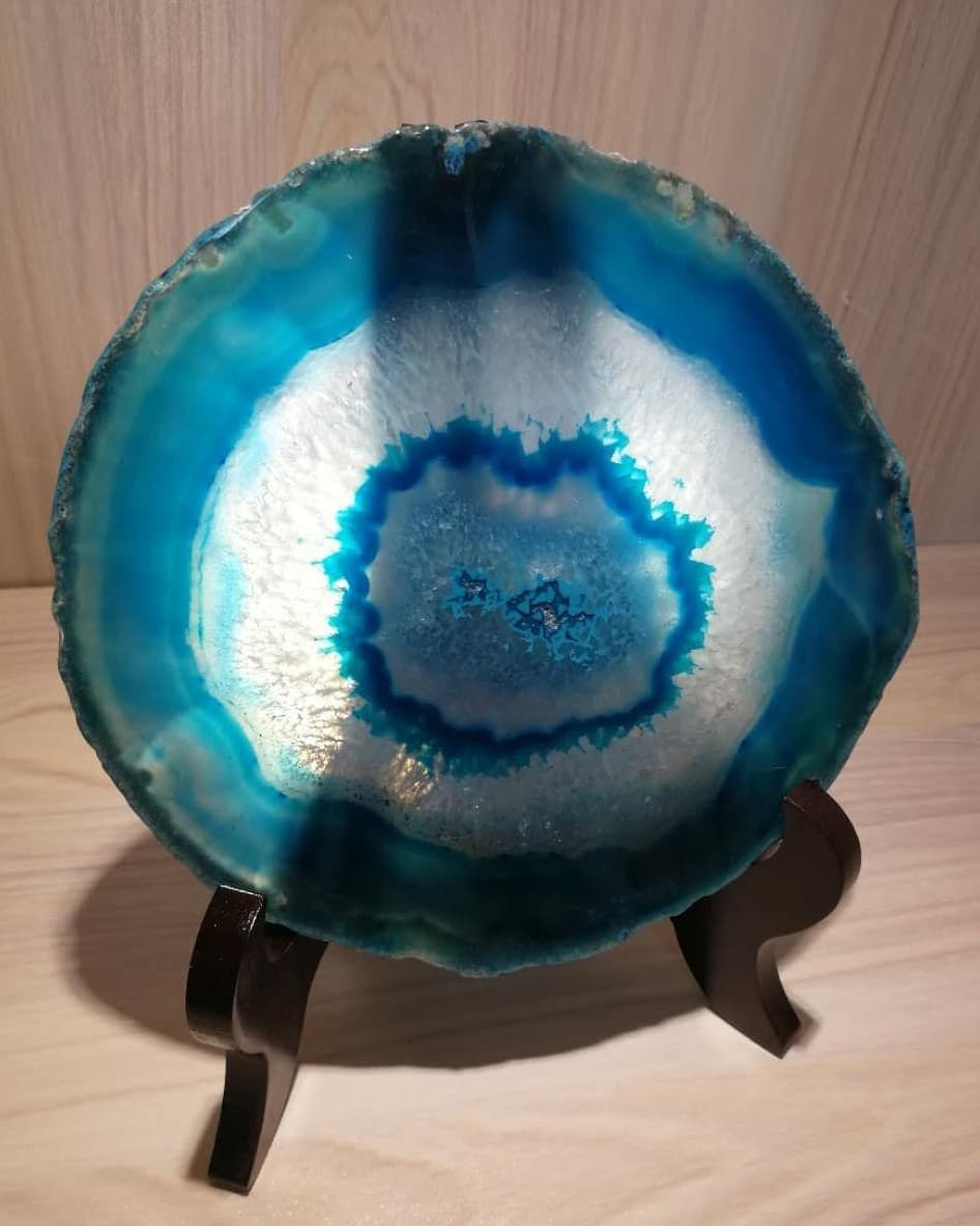 Статуэтка Срез голубого агата на подставке