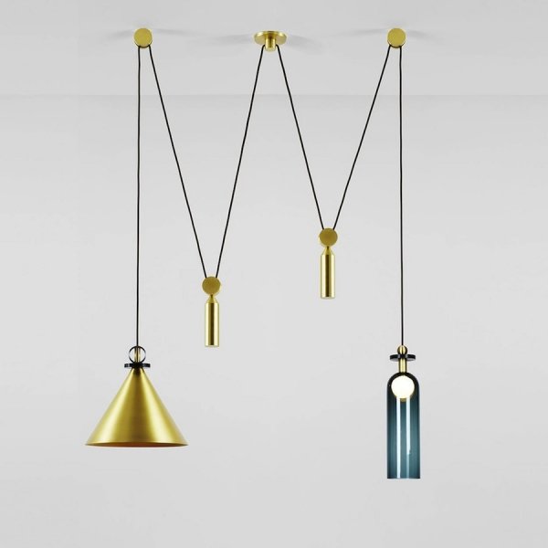 Подвесной светильник Shape up Double Pendant Brass designed by John Hogan
